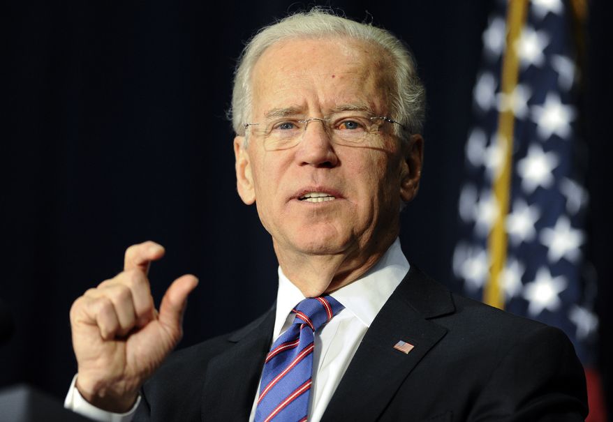 Vice President Joseph R. Biden speaks at a gun violence conference in Danbury, Conn., on Feb. 21, 2013. The conference, held near the Newtown where 26 lives were lost in the Sandy Hook Elementary School shooting, was organized by members of the state's congressional delegation is to push President Obama's gun control proposals. (Associated Press)