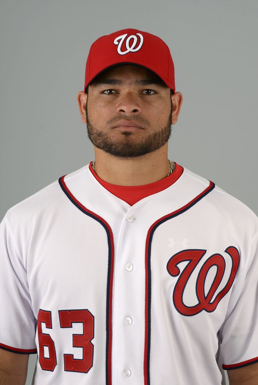 This is a 2013 photo of Henry Rodriguez of the Washington Nationals baseball team. This image reflects the Nationals active roster as of Feb. 20, 2013 when this image was taken.(AP Photo/Phelan M. Ebenhack)