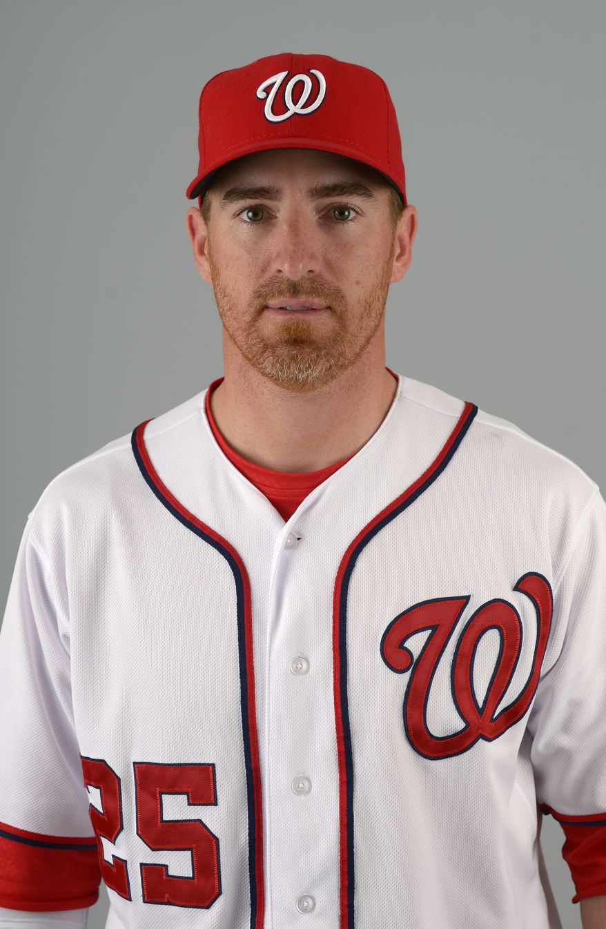 This is a 2013 photo of Adam LaRoche of the Washington Nationals baseball team. This image reflects the Nationals active roster as of Feb. 20, 2013 when this image was taken.(AP Photo/Phelan M. Ebenhack)