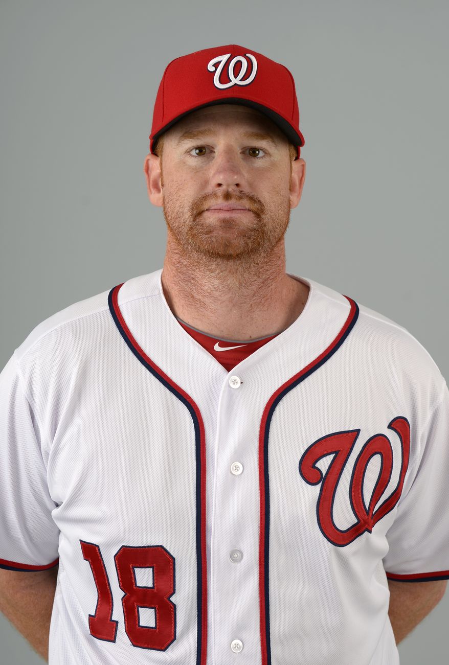 This is a 2013 photo of Chad Tracy of the Washington Nationals baseball team. This image reflects the Nationals active roster as of Feb. 20, 2013 when this image was taken.(AP Photo/Phelan M. Ebenhack)