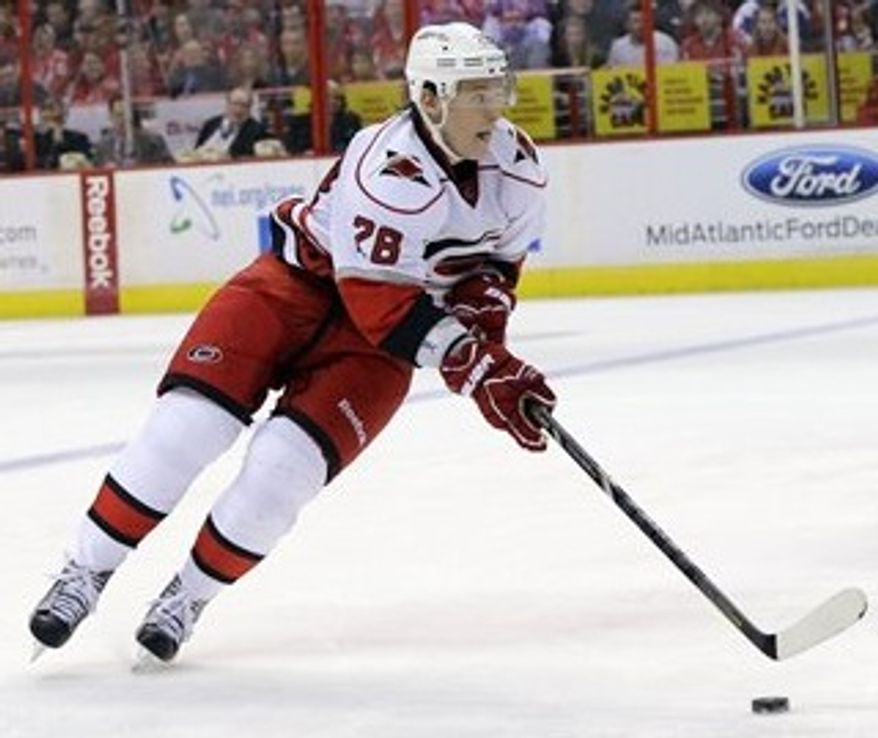 Alexander Semin attempted nine shots and got four on goal in his return to Washington with the Hurricanes on Tuesday night. (Associated Press)