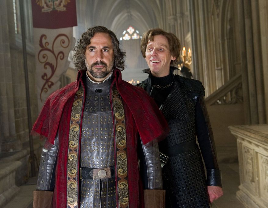 Stanley Tucci (below left), Ewen Bremner and other members of the cast face the giant task of keeping the plot moving in the new Hollywood take on an old fairy tale. (Warner Bros. via Associated Press)