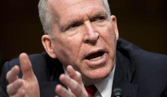 **FILE** CIA Director nominee John Brennan testifies Feb. 7, 2013, on Capitol Hill in Washington before the Senate Select Intelligence Committee holding his confirmation hearing. (Associated Press)