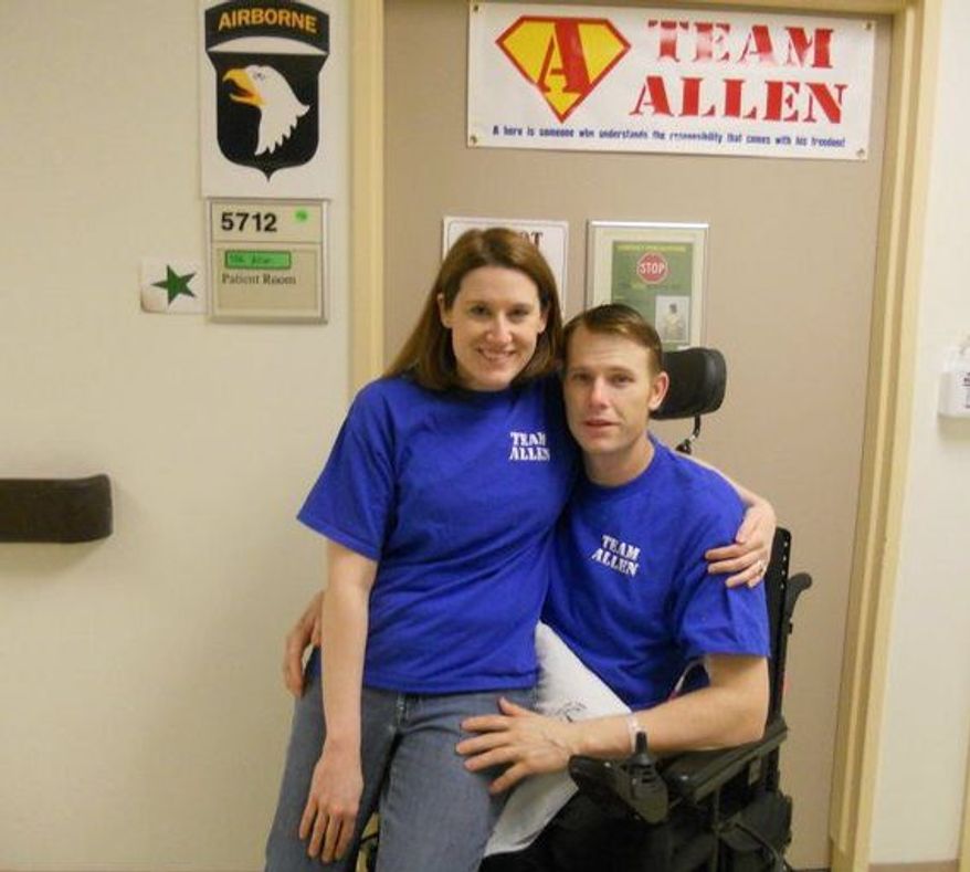 Jessica Allen
Jessica Allen takes care of her wounded husband, Chaz, while also tending to their children and earning a living as a tax preparer. “You feel like you’re out in the middle of the ocean, and you feel like you’re treading water. It’s exhausting, I’m not going to lie,” she said.