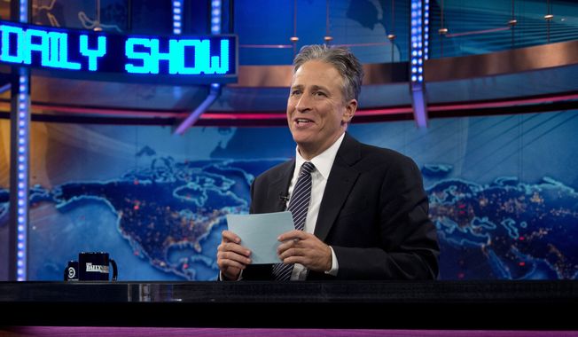 Host Jon Stewart is seen here Oct. 18, 2012, during a taping of &quot;The Daily Show with John Stewart&quot; in New York. (Associated Press) **FILE**