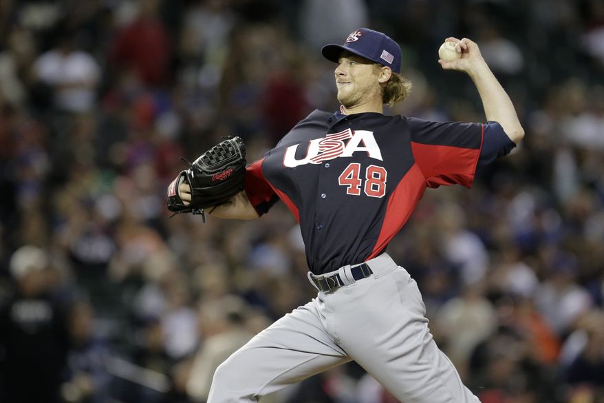 United States pitcher Ross Detwiler throws during a World Baseball Classic game against Italy Saturday, March 9, 2013, in Phoenix. (AP Photo/Charlie Riedel)