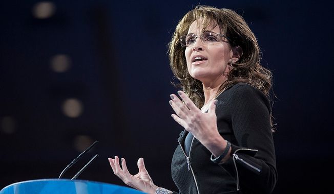 Former Alaska Gov. Sarah Palin speaks during the final day of the 2013 Conservative Political Action Conference in Fort Washington, Md., on Saturday, March 16, 2013. (T.J. Kirkpatrick/Special to The Washington Times)