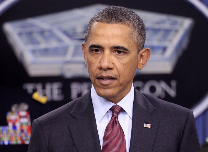 **FILE** President Obama discusses defense strategic guidance at the Pentagon in Washington on Jan. 5, 2012. (Associated Press)