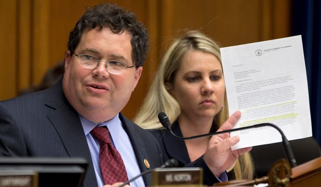 “That’s a lot of money to produce a PSA. If y’all want to do some more, I’ll do ’em for free in my office for you,” Rep. Blake Farenthold, Texas Republican, told a representative of the Agriculture Department regarding expenditures for public service announcements, including one called “Save Our Citrus.” (Associated Press)