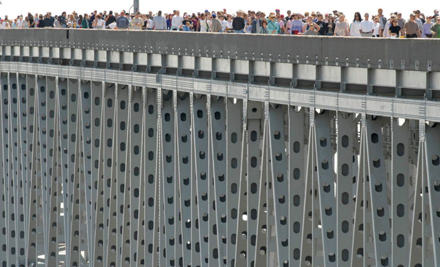 Thousands made the 4.5-mile walk across the Chesapeake Bay Bridge in 2006, but the walk hasn't been held for seven years. Security costs are the main reason for its cancellation this year. (The Washington Times)