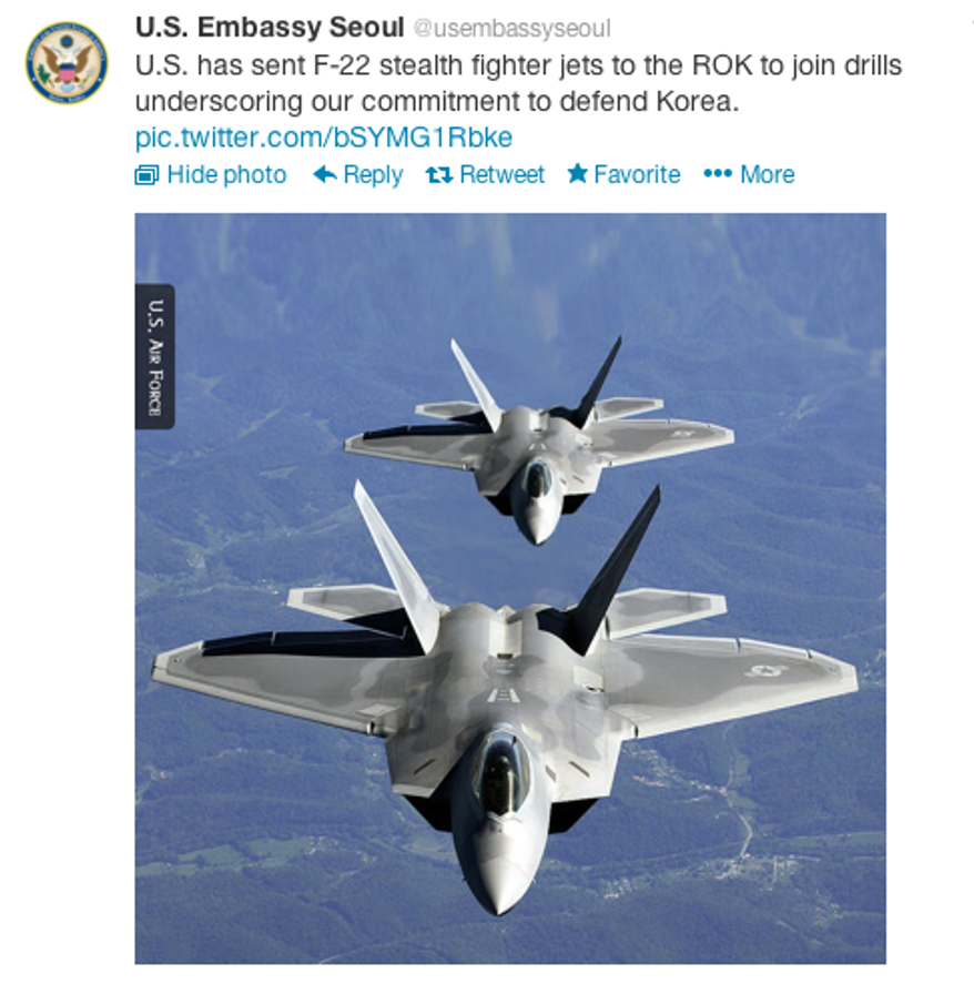 A screen shot of the U.S. embassy in Seoul's tweet.