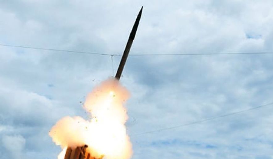 Terminal High Altitude Area Defense (THAAD) missile, used to intercept an incoming ballistic missile, during a test at the Pacific Missile Range Facility off the island of Kauai in Hawaii. (U.S. Missile Defense Agency)