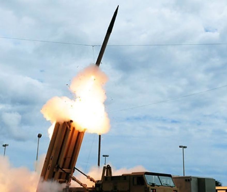 Terminal High Altitude Area Defense (THAAD) missile, used to intercept an incoming ballistic missile, during a test at the Pacific Missile Range Facility off the island of Kauai in Hawaii. (U.S. Missile Defense Agency)