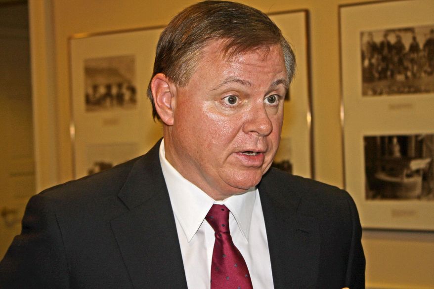 Pepco President Joseph Rigby talks to reporters on Tuesday, Feb. 8, 2011 in Annapolis, Md., after testifying before frustrated lawmakers about long delays in restoring power after a winter storm last month. Rigby said he wont be accepting about $900,000 in bonuses this year because of the performance. (AP Photo/Brian Witte) Caption Box