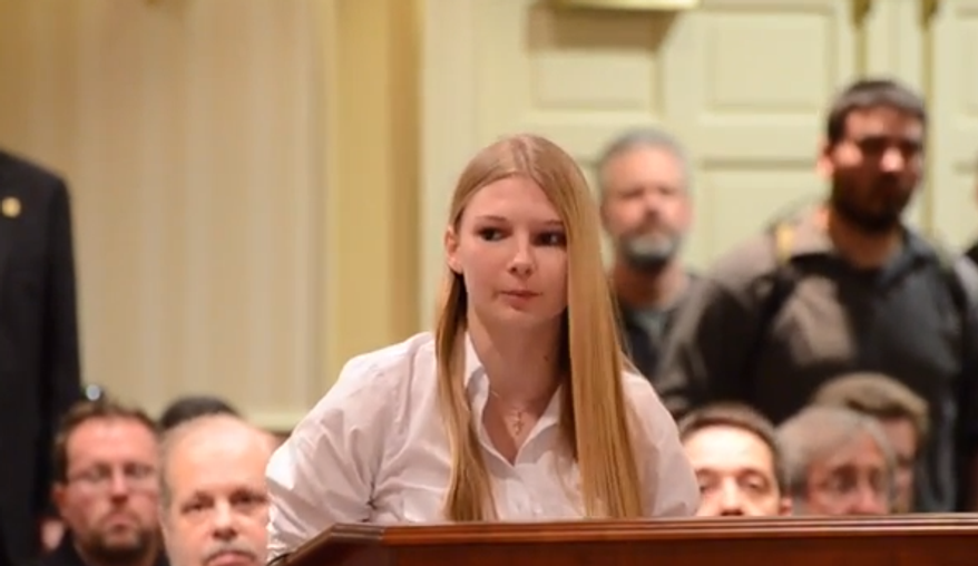 Sarah Merkle of Maryland. (Screen shot of YouTube.com video)