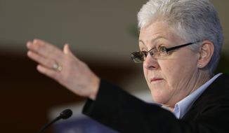 **FILE** Gina McCarthy, Assistant Administrator with the Environmental Protection Agency, speaks at a climate workshop sponsored by the Climate Center at Georgetown University in Washington on Feb. 21, 2013. (Associated Press)
