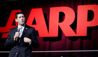 **FILE** Rep. Paul Ryan, Wisconsin Republican and GOP vice presidential candidate, speaks Sept. 21, 2012, at the AARP convention in New Orleans. (Associated Press)