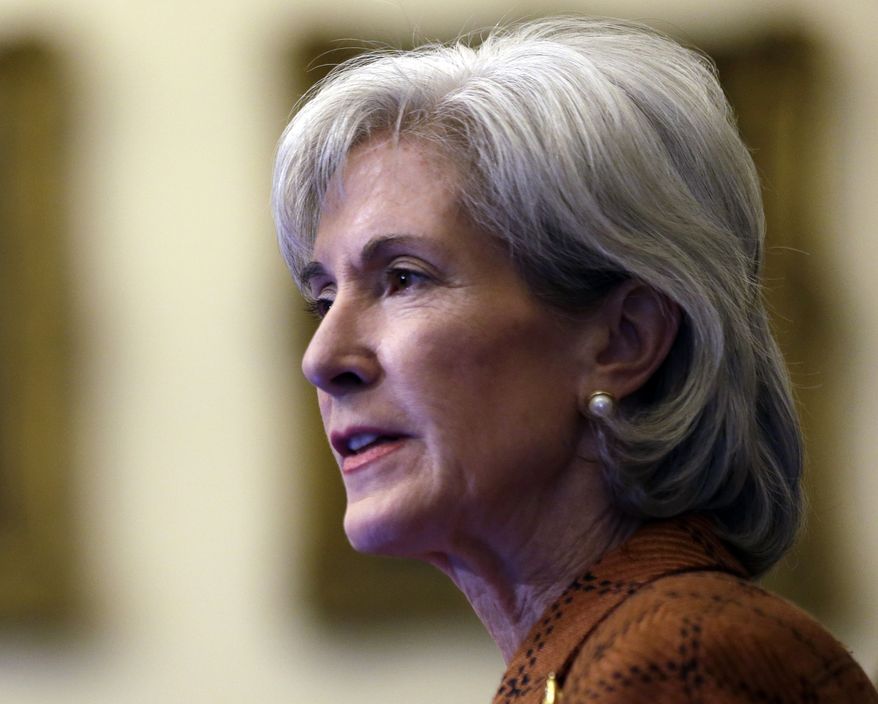 **FILE** Human Services Secretary Kathleen Sebelius speaks Feb. 20, 2013, in Philadelphia. (Associated Press)