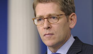 White House press secretary Jay Carney gives the daily briefing at the White House in Washington on Thursday, April 11, 2013. (AP Photo/Susan Walsh)