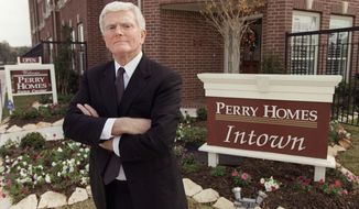 ** FILE ** This is a Dec. 10, 2002, file photo of Houston homebuilder Bob Perry, posing at the sales center at one of his Houston developments. Perry died Saturday night April 14, 2013, former Texas state Rep. Neal Jones, a close family friend, said late Sunday. He was 80. (AP Photo/Houston Chronicle, Melissa Phillip, File)