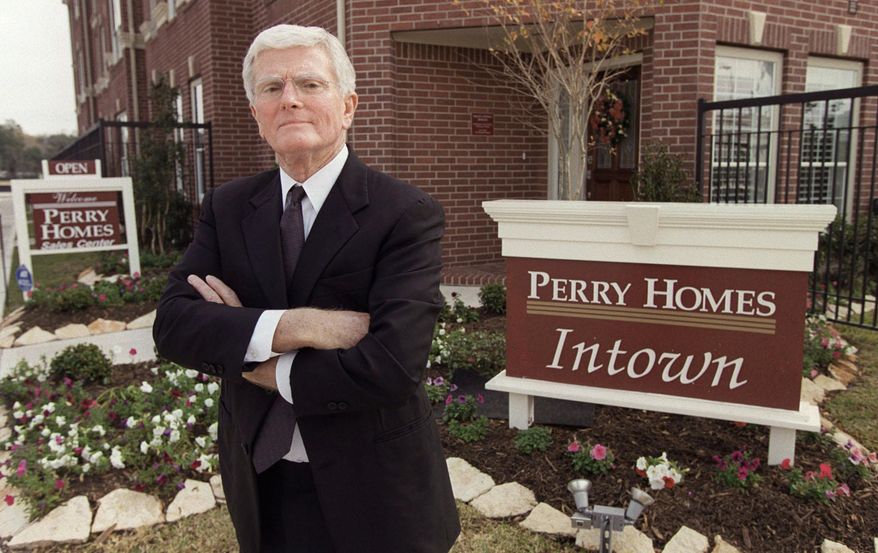 ** FILE ** This is a Dec. 10, 2002, file photo of Houston homebuilder Bob Perry, posing at the sales center at one of his Houston developments. Perry died Saturday night April 14, 2013, former Texas state Rep. Neal Jones, a close family friend, said late Sunday. He was 80. (AP Photo/Houston Chronicle, Melissa Phillip, File)