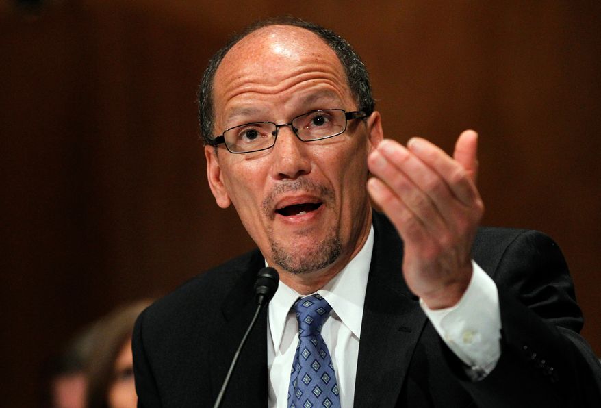 Labor Secretary nominee Thomas Perez testifies on Capitol Hill in Washington on April 18, 2013, before the Senate Health, Education, Labor and Pensions Committee hearing on his nomination. (Associated Press)