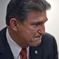 ** FILE ** Sen. Joe Manchin, D-W.Va., becomes emotional as he meets in his office with families of victims of the Sandy Hook Elementary School shooting in Newtown, Conn., on the day he announced that they have reached reached a bipartisan deal on expanding background checks to more gun buyers, at the Capitol in Washington, Wednesday, April 10, 2013. (AP Photo/J. Scott Applewhite)