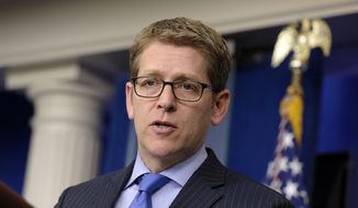 White House spokesman Jay Carney speaks during the daily briefing at the White House on April 23, 2013. (Associated Press)