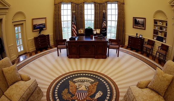 A replica of the Oval Office is seen during a tour of the George W. Bush Presidential Center Wednesday, April 24, 2013, in Dallas.  More than 8,000 people are expected to attend the invitation-only dedication of the center, Thursday, April 25, which will house the presidential library and museum along with the 43rd president&amp;#195;&amp;#173;s policy institute. It opens to the public on May 1. (AP Photo/David J. Phillip) 
