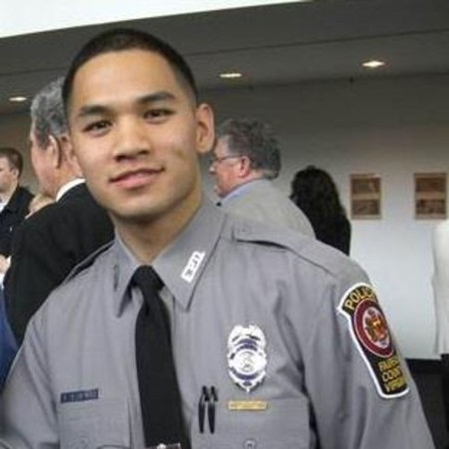Fairfax County Police Officer Long Dinh Jr. is recovering from injuries suffered during a head-on crash in February (Photo courtesy of Fairfax County Police Department).