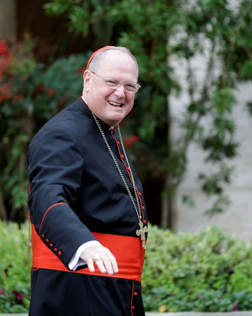 Cardinal Timothy M. Dolan, Roman Catholic archbishop of New York, on Saturday received the William Wilberforce Award from the Chuck Colson Center for Christian Worldview. (Associated Press)