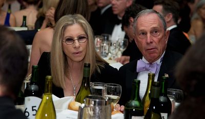 Singer-actress Barbra Streisand (left) and New York Mayor Michael R. Bloomberg attend the White House Correspondents&#39; Association Dinner at the Washington Hilton Hotel on Saturday, April 27, 2013, in Washington. (AP Photo/Carolyn Kaster)