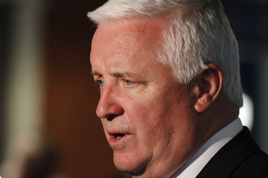 Pennsylvania Gov. Tom Corbett, a Republican, attends an awards banquet at Heinz Field in Pittsburgh on Thursday, April, 18, 2013. (AP Photo/Gene J. Puskar)