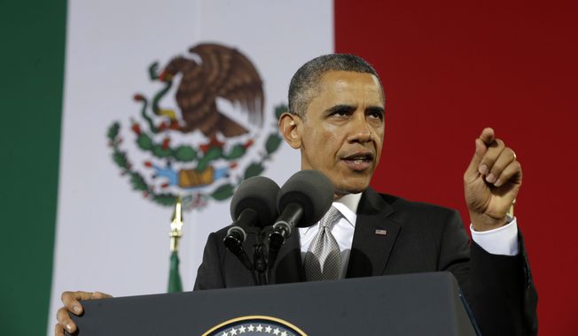 President Obama speaks at the Anthropology Museum in Mexico City on May 3, 2013. (Associated Press) **FILE**