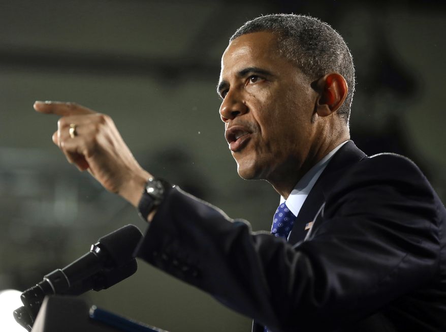 President Obama speaks during his visit to Manor New Technology High School in Manor, Texas, on May 9, 2013. (Associated Press)