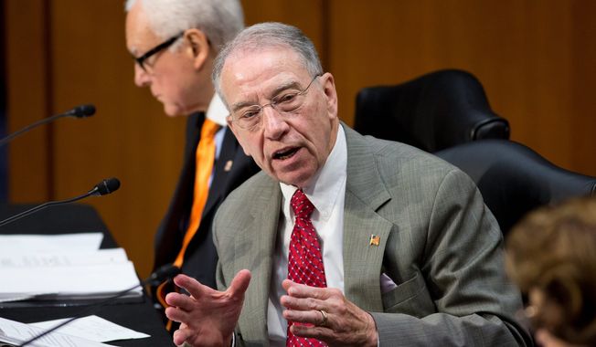 Sen. Chuck Grassley, Iowa Republican, introduced an amendment to the immigration bill that would prevent changes to the asylum or refugee systems until after an audit of what went wrong in Boston.
(Associated Press)
