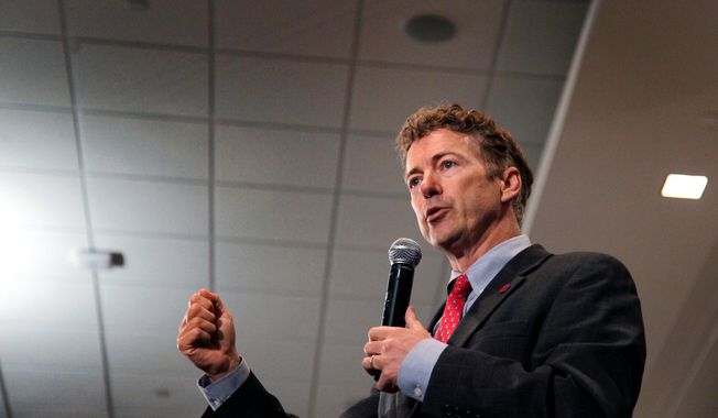 Sen. Rand Paul, Kentucky Republican, is giving the presidential nomination course a test run with appearances in Iowa and New Hampshire.
(Associated Press)