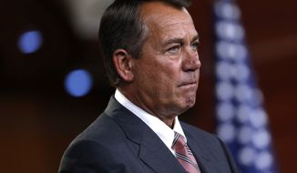 House Speaker John A. Boehner, Ohio Republican, listens to a reporter&#39;s question during a news conference on Capitol Hill in Washington on Thursday, May 23, 2013. (Associated Press)