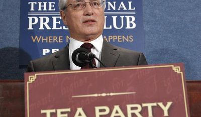 **FILE** Tea Party Express chief strategist Sal Russo speaks at the National Press Club in Washington on May 11, 2011. (Associated Press)
