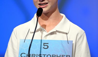 Christopher O&#x27;Connor, 13, of Tucson, Arizona incorrectly spells &quot;pultaceous&quot; during the semi-final round of the Scripps National Spelling Bee in Oxon Hill, Md., Thursday, May 30, 2013. (AP Photo/Cliff Owen)