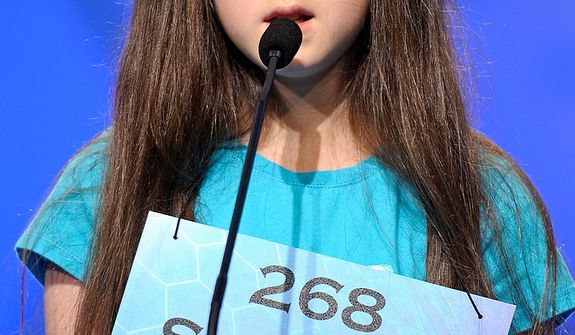 Shayley Martin, 12, of Riner, Va., incorrectly spells &quot;sussultatory&quot; during the semifinal round of the Scripps National Spelling Bee in Oxon Hill, Md., Thursday, May 30, 2013. (AP Photo/Cliff Owen)