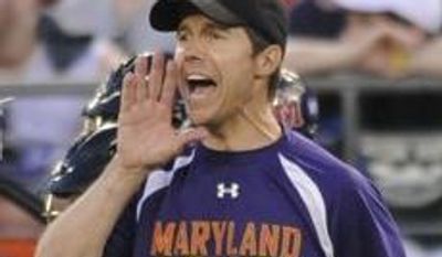 **FILE** Maryland&#39;s head coach John Tillman shouts to his team in an NCAA Division I Lacrosse semi final game against Duke Saturday, May 28, 2011 in Baltimore.(AP Photo/Gail Burton)