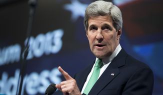 Secretary of State John Kerry speaks at the American Jewish Committee Global Forum in Washington on June 3, 2013. (Associated Press)