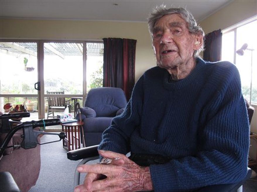 New Zealand's oldest driver Bob Edwards sits in his home as he reminisces about his life in Ngataki, New Zealand, May 26, 2013.. Edwards, 105-year-old, got his first license 88 years ago and has no plans to stop driving.