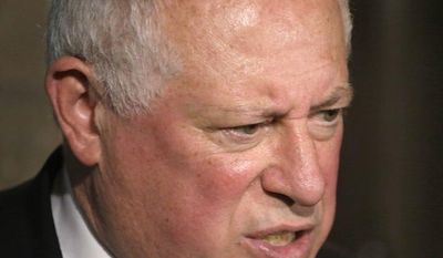 **FILE** Illinois Gov. Pat Quinn speaks at a news conference after addressing the University of Chicago – Institute of Politics, Quadrangle Club in Chicago on June 4, 2013. (Associated Press)