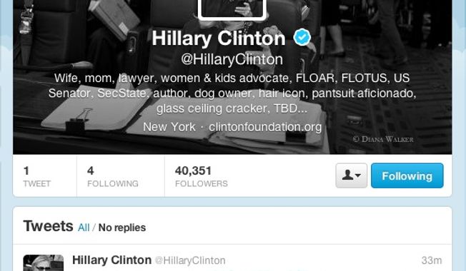 Hillary Clinton&#x27;s new Twitter feed