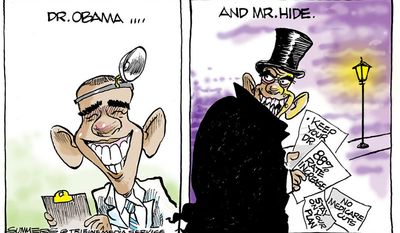 Dr. Obama and Mr. Hyde (Illustration by Dana Summers of the Tribune Media Services)