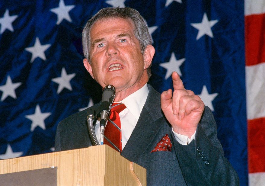 **FILE** Presidential candidate Pat Robertson was in Houston on Feb. 27, 1988, as part of the Conservative Action Conference in which he participated in a debate. He was the only major candidate to show up. Bush and Dole sent representatives and Libertarian Ron Paul was present. (Associated Press)