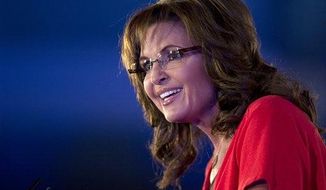 ** FILE ** Former Alaska Gov. Sarah Palin speaks during the Faith &amp; Freedom Coalition&#x27;s Road to Majority 2013 conference on Saturday, June 15, 2013, in Washington. (AP Photo/Carolyn Kaster)