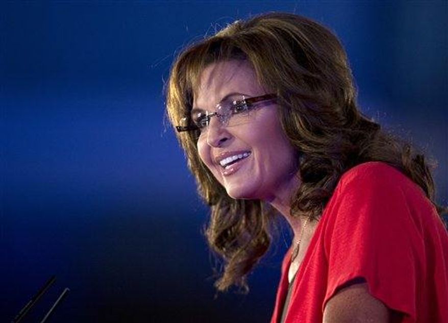 ** FILE ** Former Alaska Gov. Sarah Palin speaks during the Faith &amp; Freedom Coalition&#x27;s Road to Majority 2013 conference on Saturday, June 15, 2013, in Washington. (AP Photo/Carolyn Kaster)